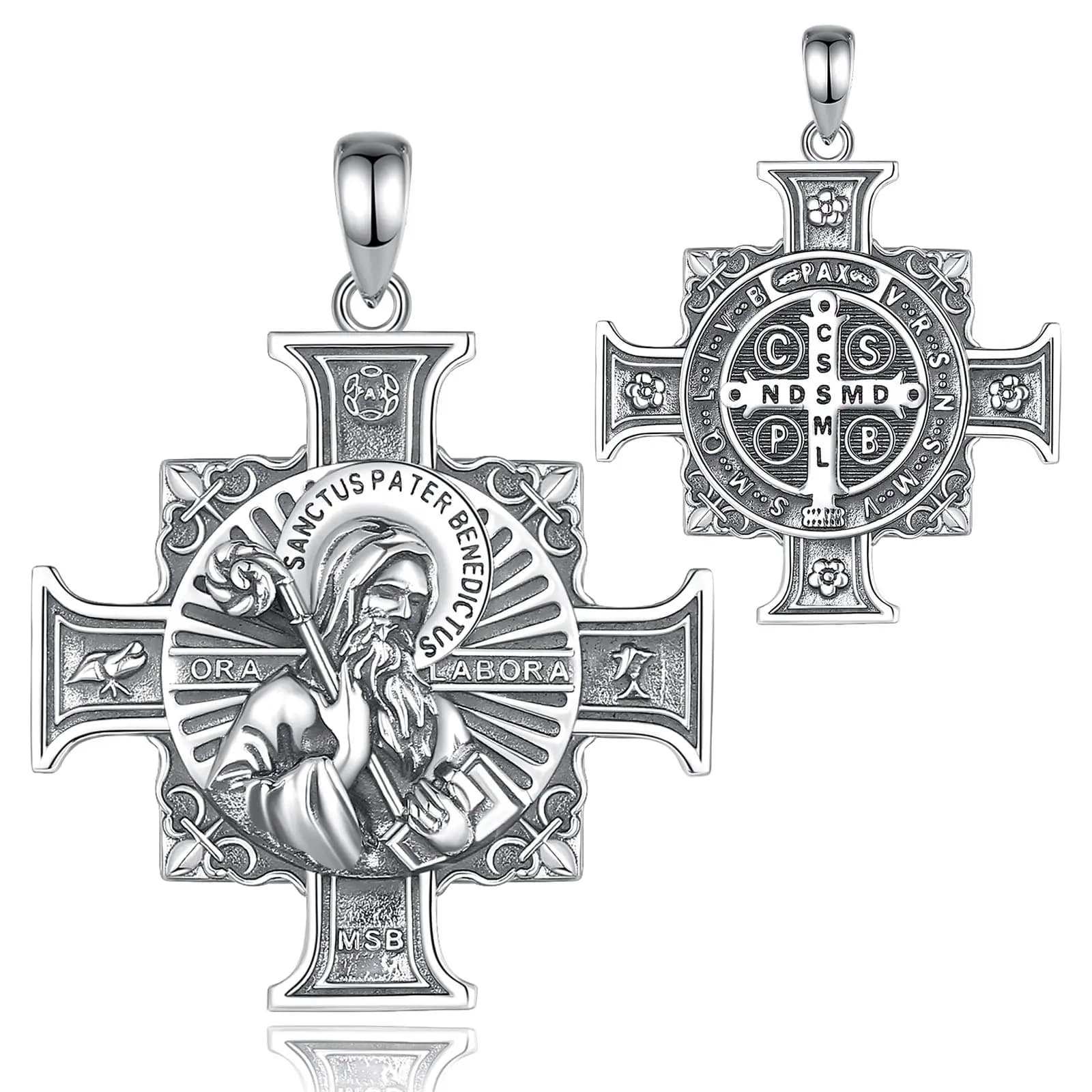 Eudora-Collier Médaille Saint Benoît pour Homme et Femme, Pendentif Croix de San Benoît, Bijoux Reli