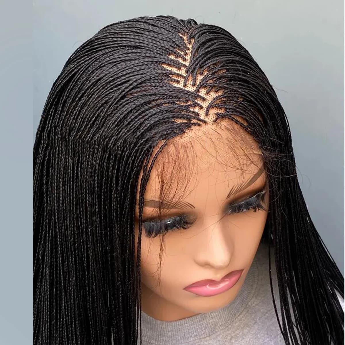 Perruque tressée sans colle avec micro-tresses sur dentelle HD 5x5, perruque personnalisable à petit