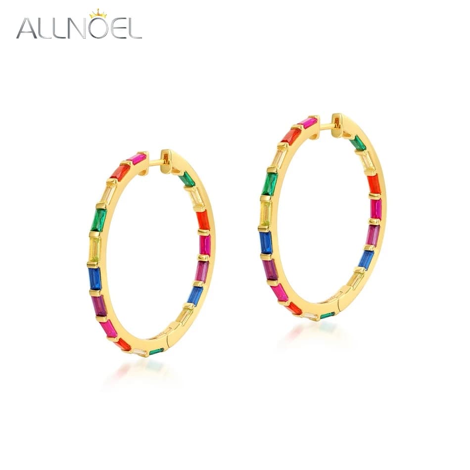 ALLNOEL – grandes boucles d'oreilles en argent Sterling 925 pour femmes, bijoux colorés en Zircon, c