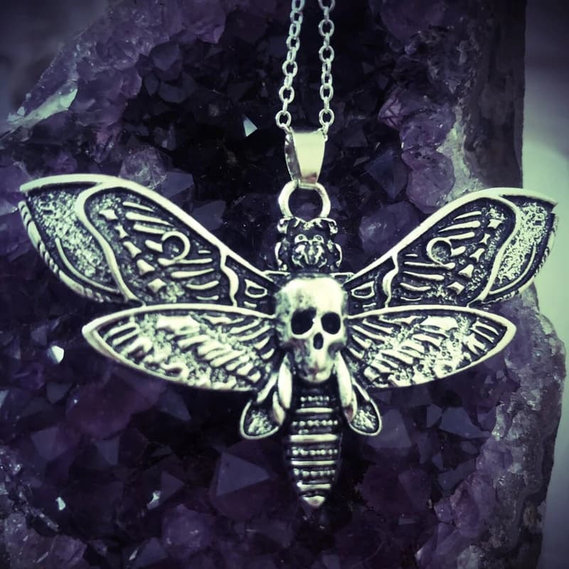 Collier pendentif papillon mort, chaîne de 18 pouces, crâne de sucre, papillon gothique, Rock Emo Go