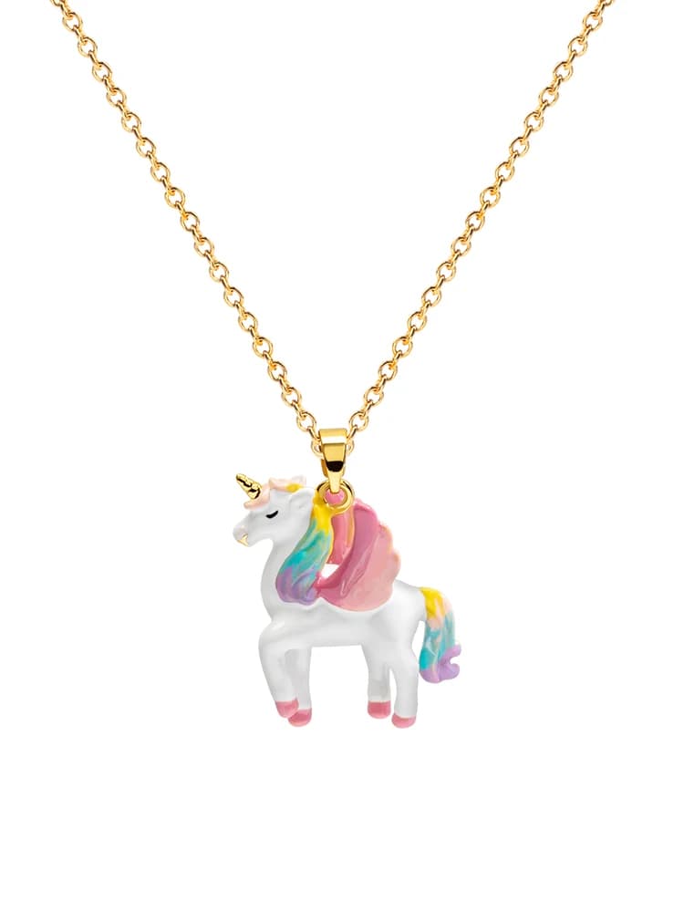 Collier pendentif licorne tendance 2026 JUICY GRAPE pour femmes, émail fait à la main, plaqué or 18 