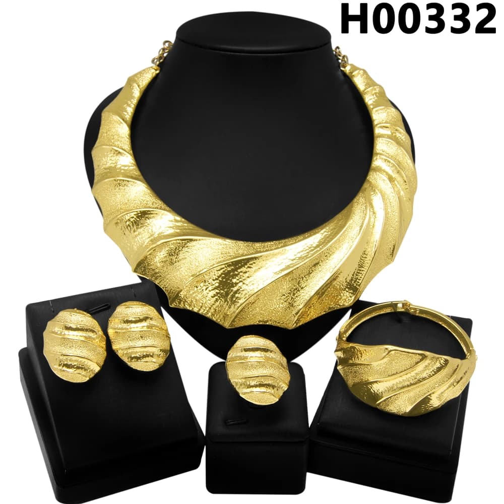 Ensembles de bijoux plaqués or de Dubaï pour femmes, boucles d'oreilles brésiliennes, matiques, banq
