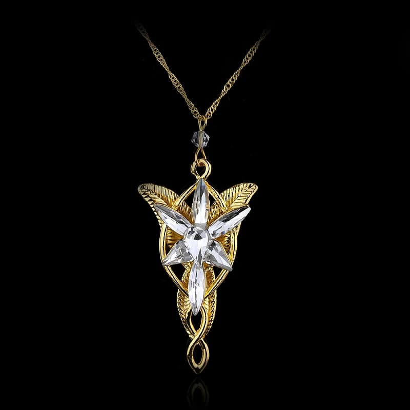 Arwen – collier avec pendentif en pierre de cristal rouge et blanc, bijou de charme, cadeau Cosplay 