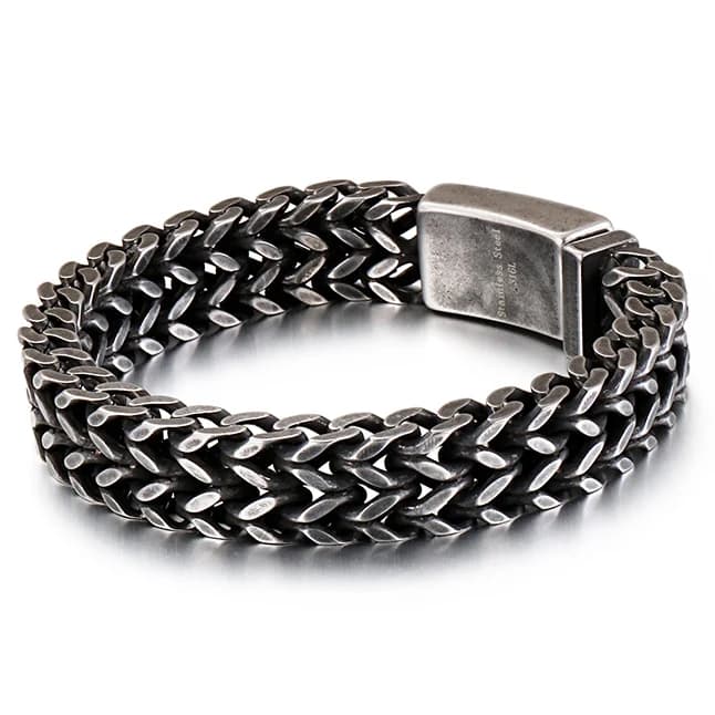 Bracelet chaîne cubaine large 12/30MM pour homme, en acier inoxydable noir vintage, bijoux de motard