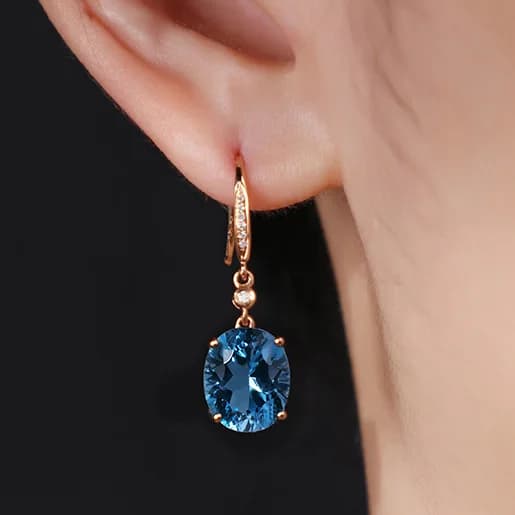 Boucles d'Oreilles en Argent Massif 925 pour Femme, Bijoux de Haute Qualité, Superbe, AAA, Saphir gr
