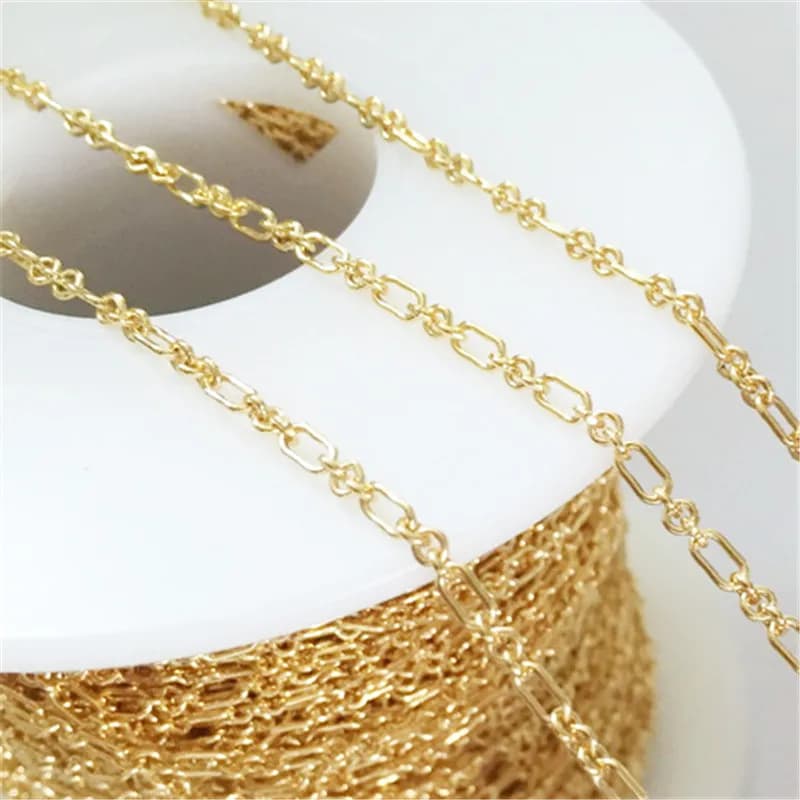 Collier en or véritable 14K, chaîne longue et courte de 2MM, bijoux minimalistes, à faire soi-même