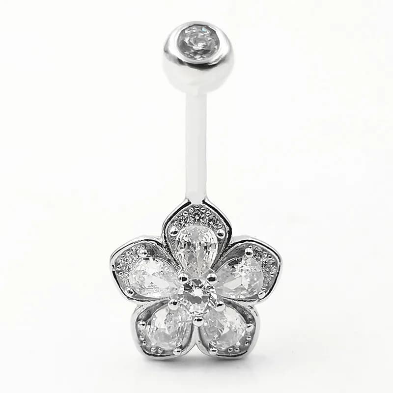 Piercing en forme de fleur pour nombril, anneau de ventre, en vrac, en argent Sterling 925, bijoux d