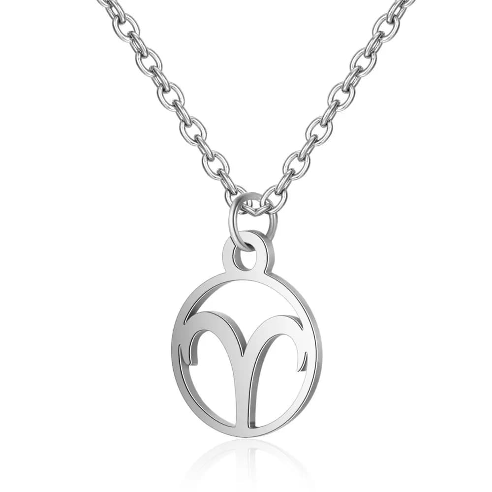 Oly2u acier inoxydable étoile signe du zodiaque 12 Constellation colliers ras du cou pendentifs béli