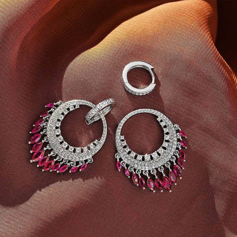 Wong Rain-Boucles d'oreilles créoles bohèmes en argent regardé 925, saphir taillé marquise, Moissani