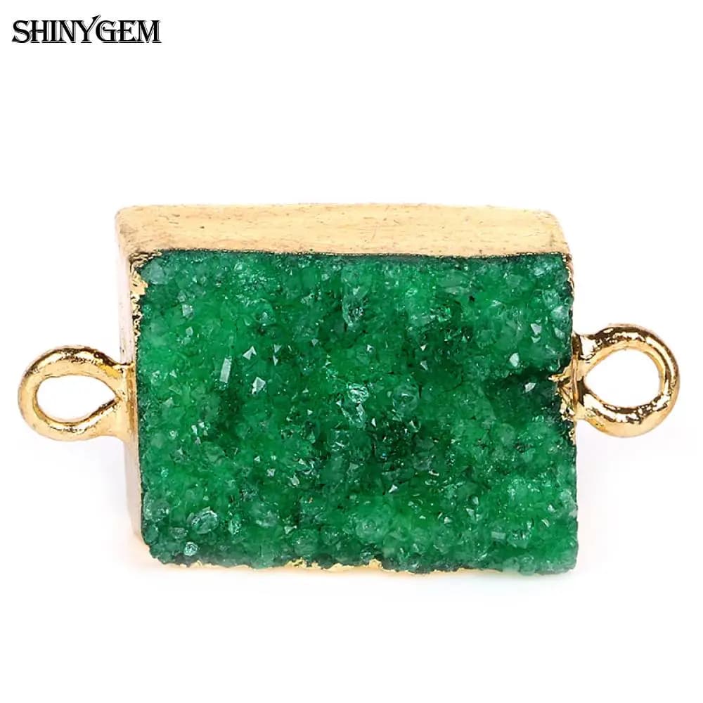 ShinyGem 15*30mm rectangulaire cristal naturel Druzy connecteurs plaqué or minéraux géode pierre gem
