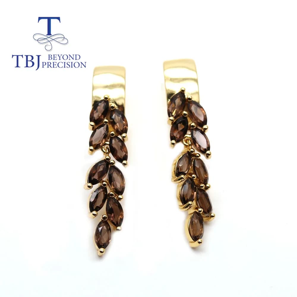 Boucles d'oreilles en pierres précieuses fumées naturelles simples et élégantes TBJ 2026, 3*6mm, pou