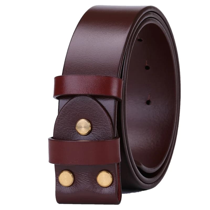 Ceinture en cuir sans boucle lisse dorée pour hommes ceintures de luxe cowboys chameau noir match bo