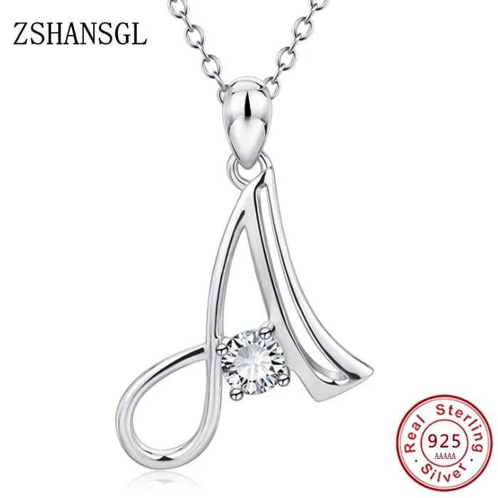Collier avec pendentif alphabet 26 lettres en argent sterling 925, pendentifs zircon écrits à la mai