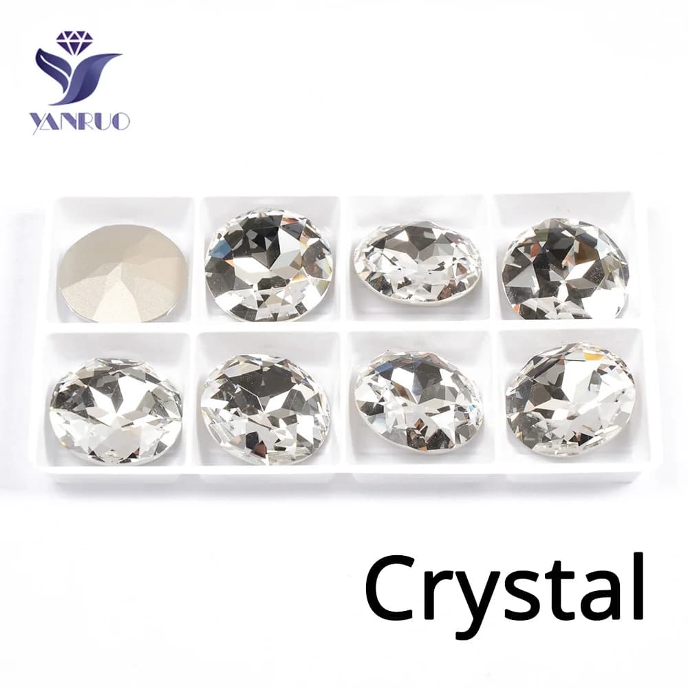 YANRUO-Bijoux en biscuits Rivoli, Gemmes en verre, Clip avec Pointback en argent et or, Fit for fur 