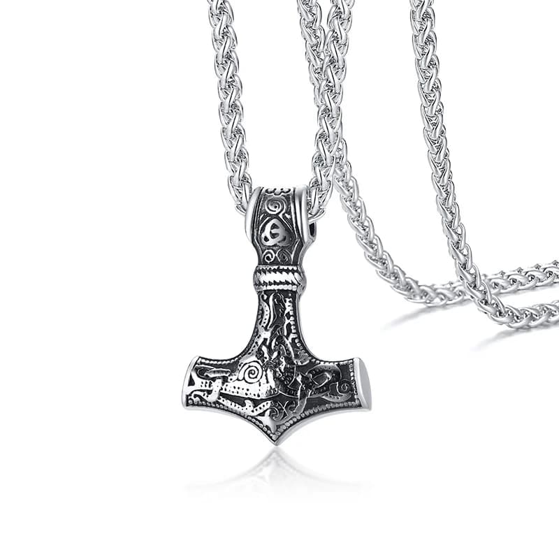 Vnox – colliers Viking rétro pour hommes, Punk Rock Thor Mjolnir, pendentif marteau, bijoux Rune amu