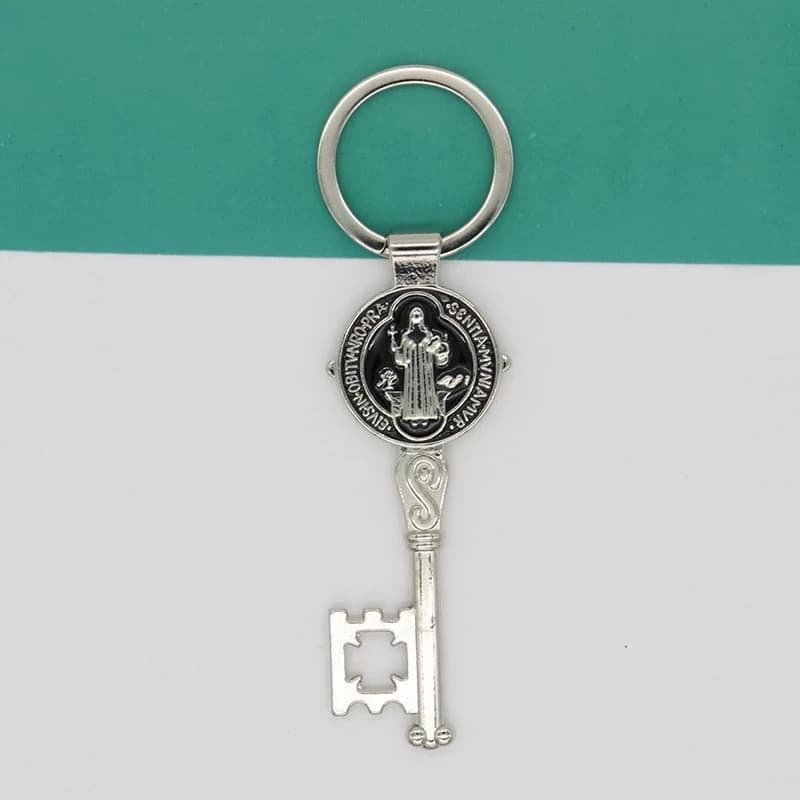 Saint benoît clé forme métal mode porte-clés bijoux pendentif christianisme catholique artisanat rel