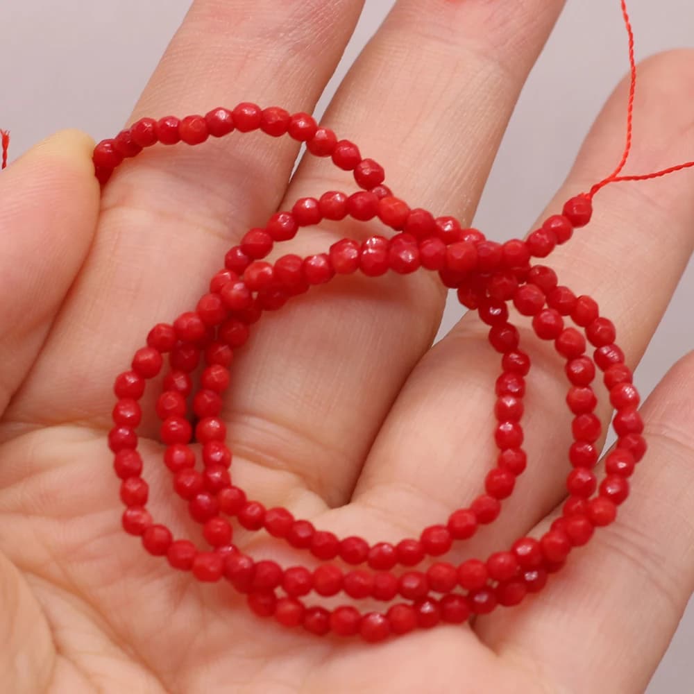 Perle de corail rouge à facettes, perle d'isolation pour femmes, fabrication de bijoux, collier, Bra