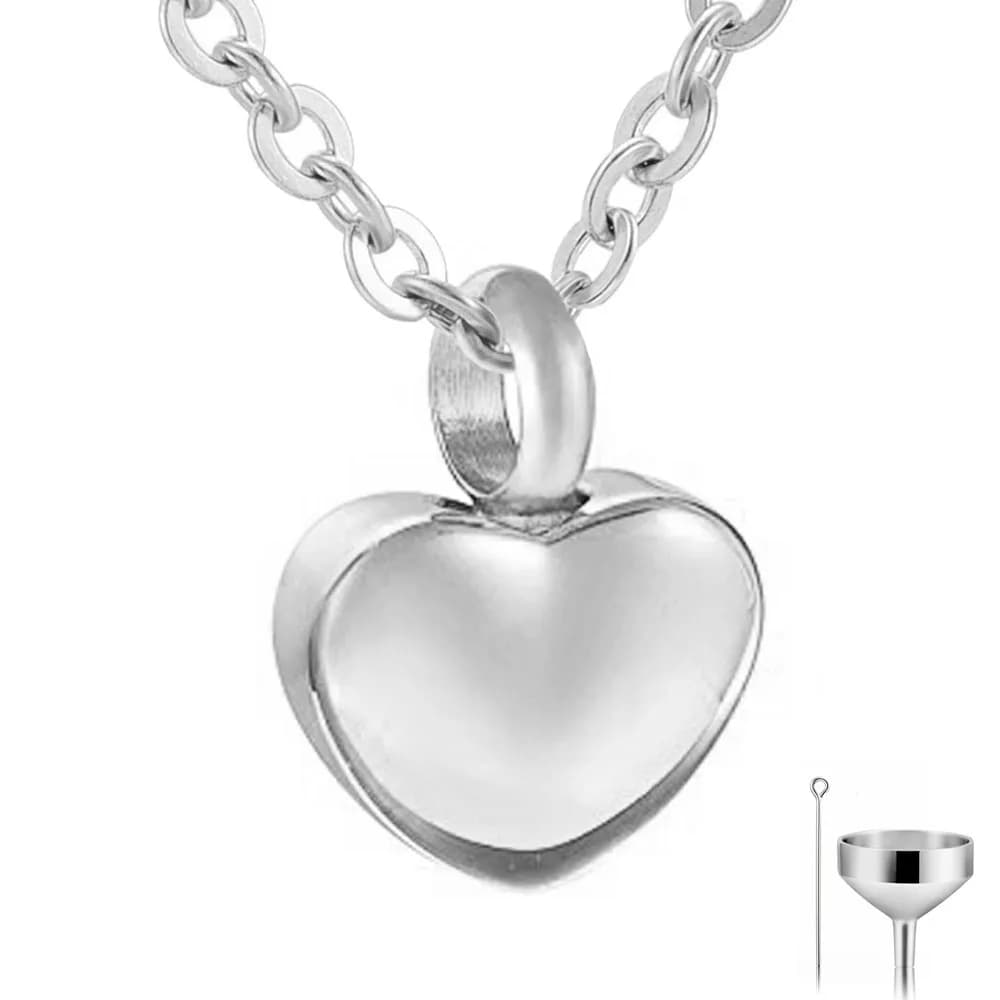 Collier d'urnes commémoratives en forme de cœur, pendentif de crémation de cendres humaines/animaux 