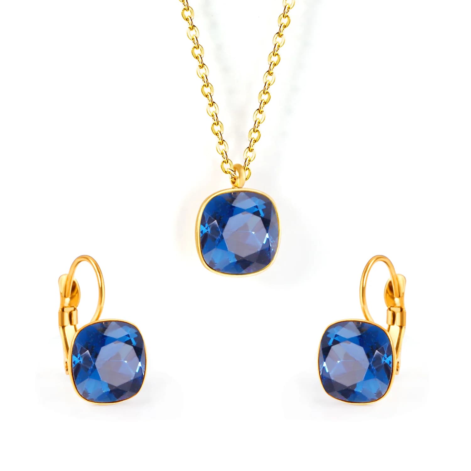 Ensembles de Bijoux de luxe en zircone, Bijoux de mariage, pendentif géométrique en acier inoxydable