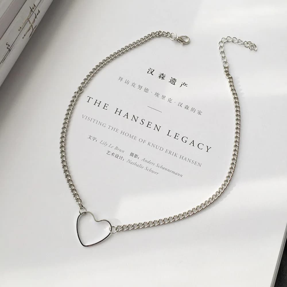 Collier Ras du Cou en Forme de Cœur pour Femme, Bijou Mignon Bicolore, Cadeau pour Petite Amie, Nouv