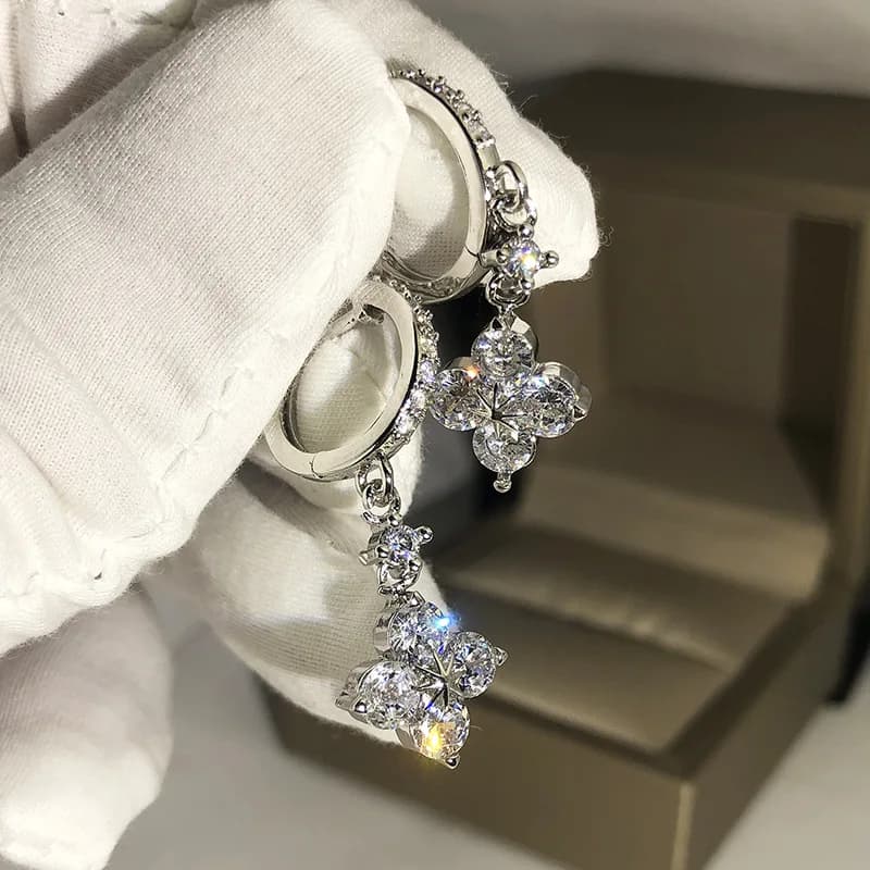 Boucles d'oreilles en argent 925 pour femmes, bijoux de marque, trèfle à quatre feuilles, porte-bonh