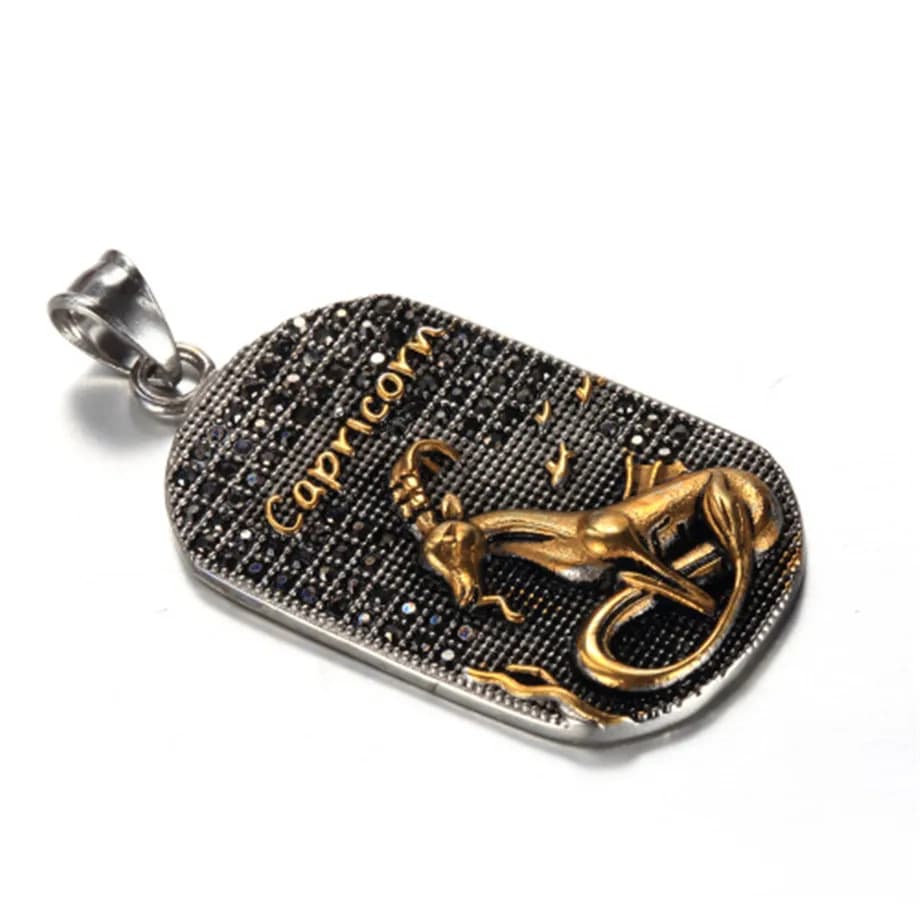 Sagittaire 12 Constellations Collier cadeaux d'anniversaire couleur or acier inoxydable amulette pen