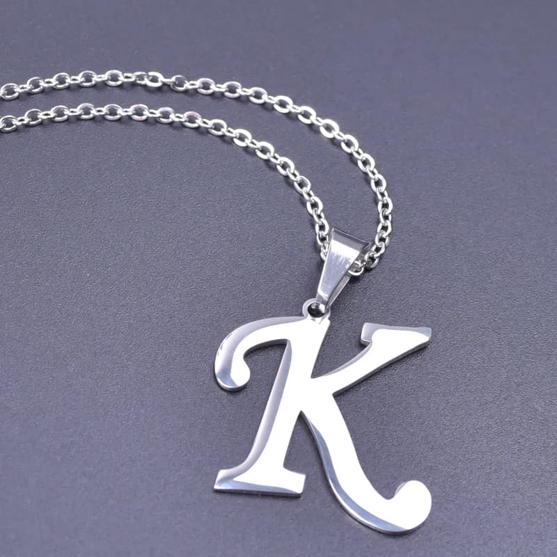 Collier Alphabet pour femmes et hommes, pendentif à breloque 26 lettres, en acier inoxydable, bijoux