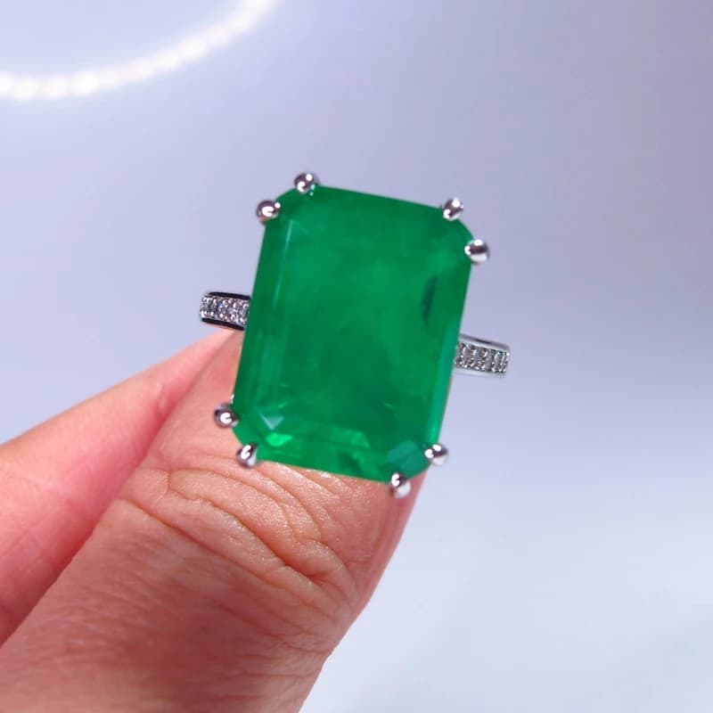KQDANCE-Bagues en diamants pour femmes, 12x16mm, émeraude Paraiba Tourmaline Pariba, pierres précieu