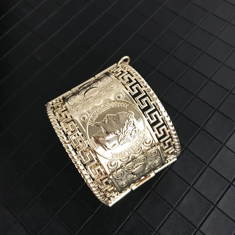 Bracelet en métal vintage français Napoléon pour homme et femme, bijoux de marque, tête humaine, piè