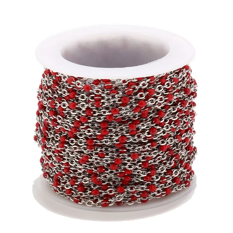 Chaînes en acier inoxydable pour femmes, 2mm de largeur, 2M, pour bijoux, bricolage, boule ovale en 