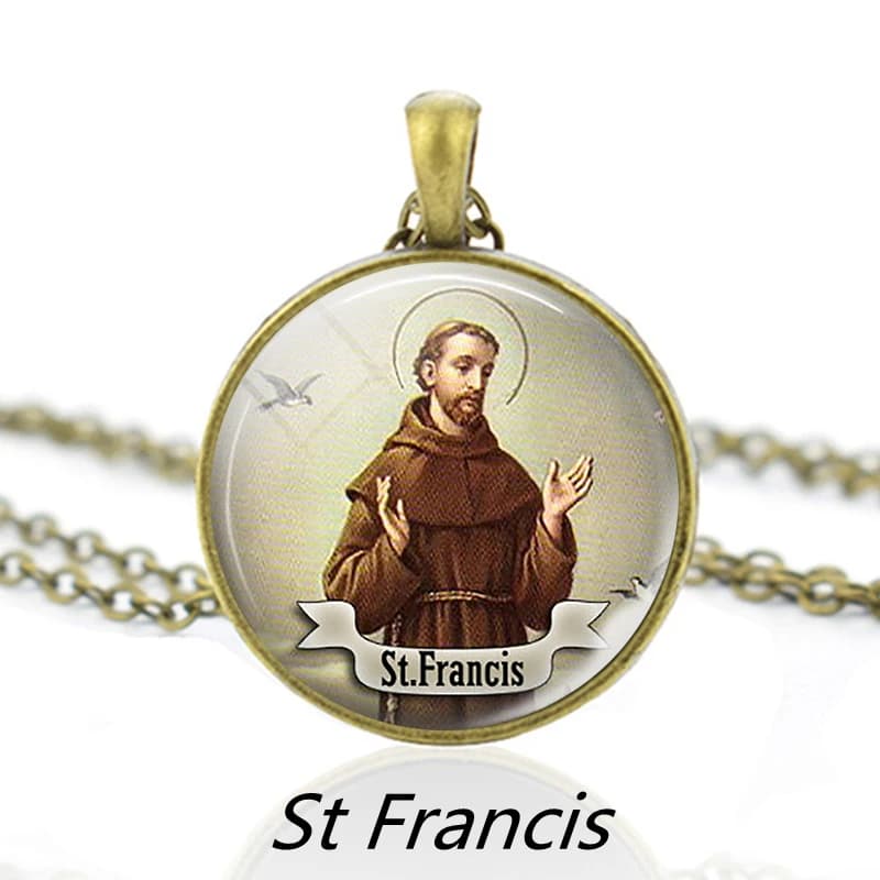 Collier Saint François Patrick Michel Vierge Marie, Pendentif Chrétien, Bijoux Religieux, Cadeaux