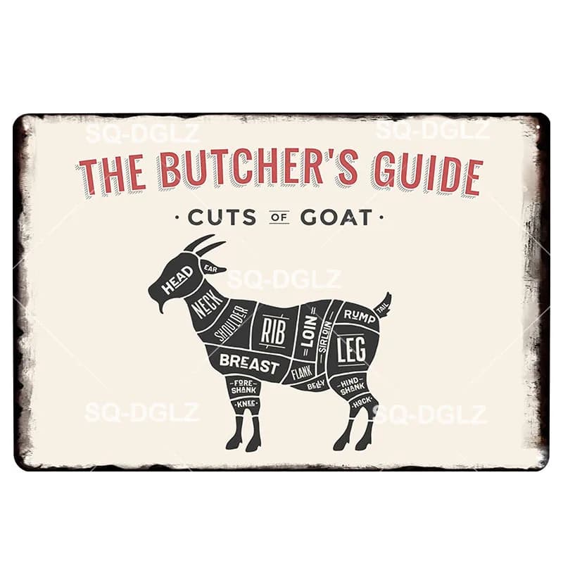The Butcher Guide Vintage Metal Sign, Plaques de peinture, Artisanat, Décoration artistique, Décor d