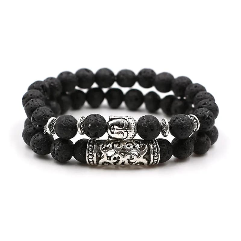YIZIZAI 2 pièces/ensemble Bracelet tête de bouddha tibétain bijoux pierre naturelle Bracelets de per