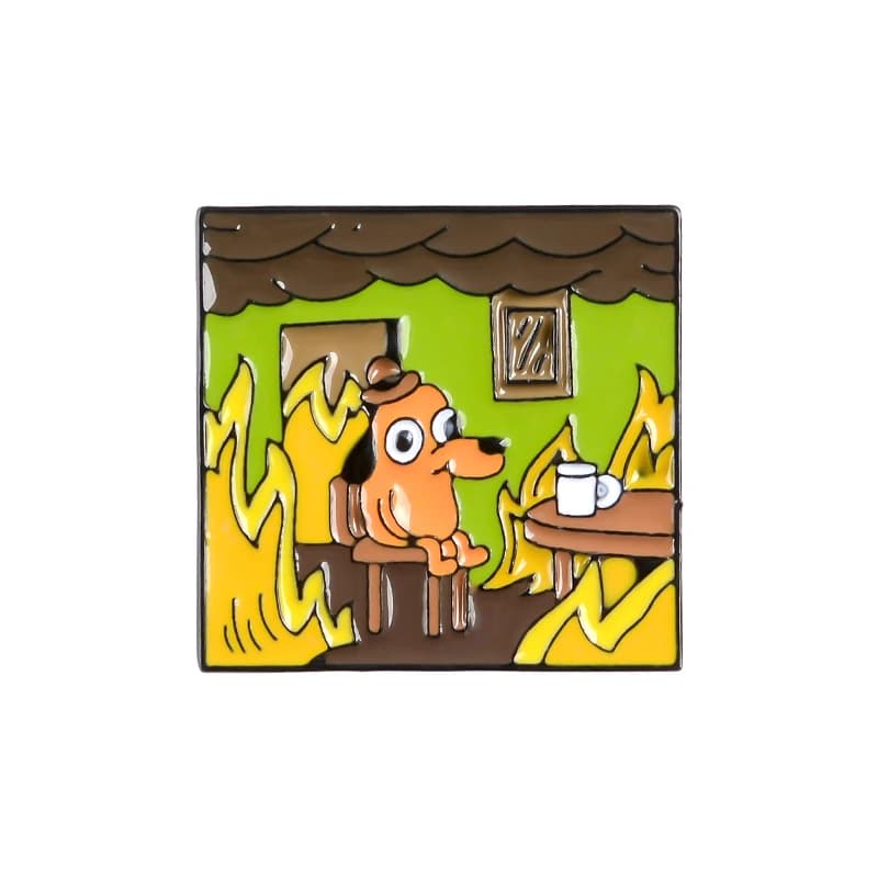 QIHE-Épingles d'humour de dessin animé de salariés pour amis, épingles en émail This is Fine Dog, br