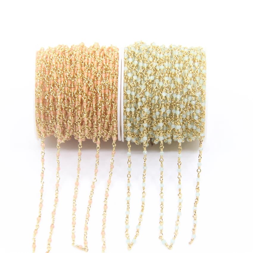 Chapelet Rond à Facettes en Pierres Naturelles de 5 Mètres, Pierres de 2mm, Lapis, Amlogging, Petite