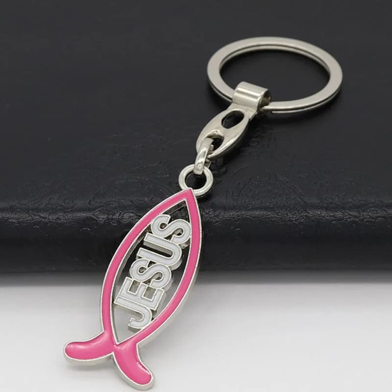 Bijoux chrétiens catholiques en alliage dégoulinant jésus (Jésus) poisson mode porte-clés pendentif 