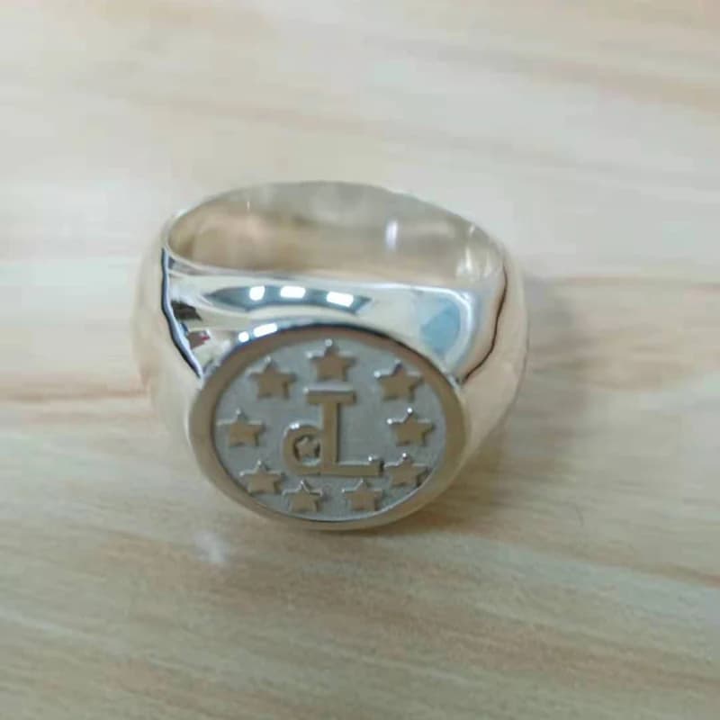 Bague avec nom gravé, année de 15mm, pour hommes, A-Z, ancienne lettre anglaise, plaque signalétique