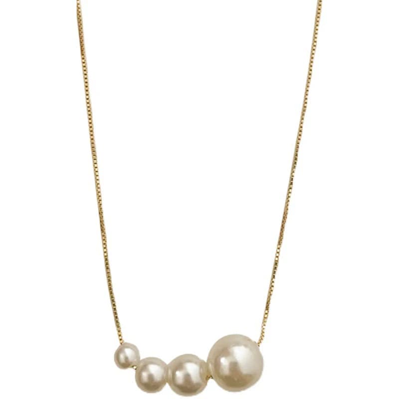 ANENJERY – collier de perles pour femmes, couleur argent, de grande à petite chaîne de clavicule Sim