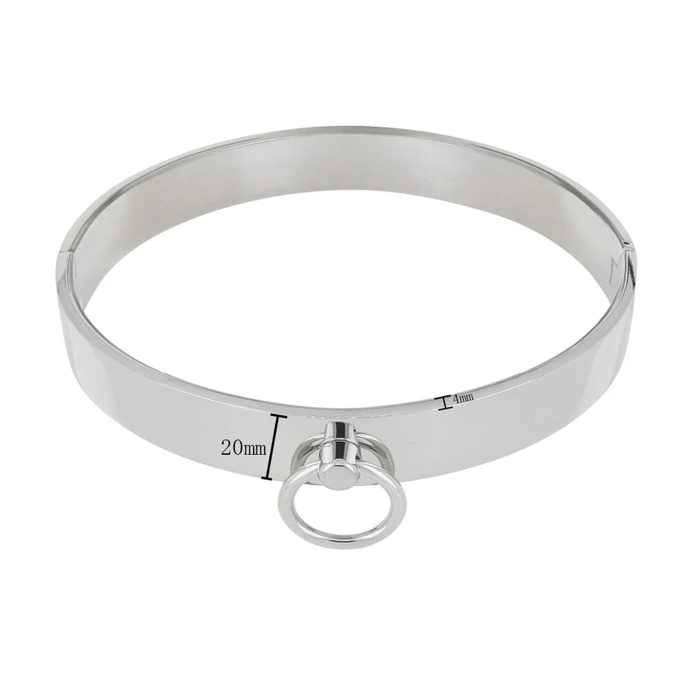 Collier ras du cou verrouillable en acier inoxydable avec anneaux en O et fermoir à vis, pour femmes