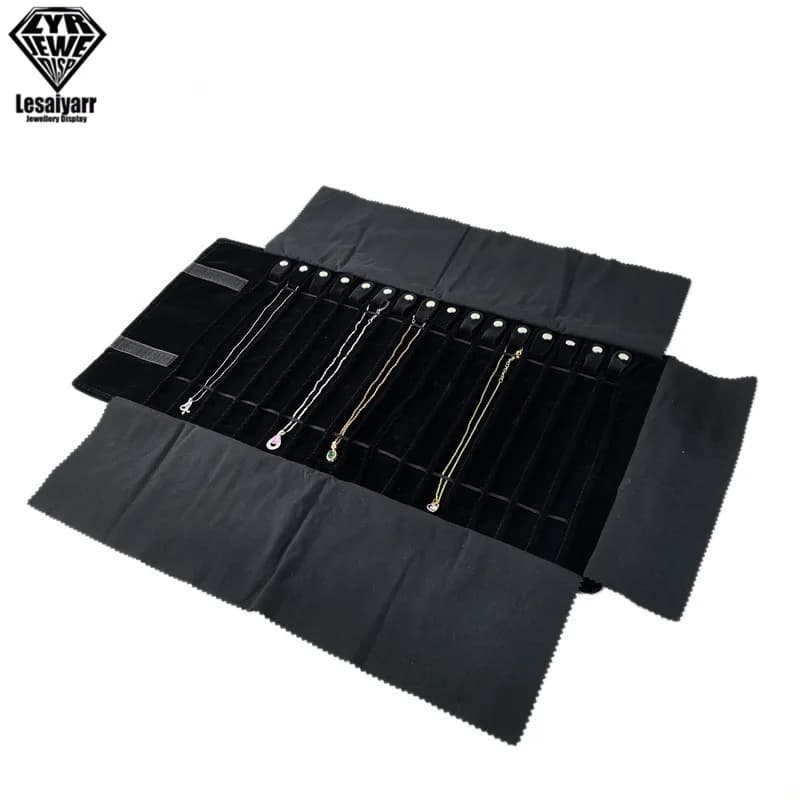 Organisateur de bijoux de voyage, rouleau pliable, étui à bijoux pour colliers pendentif de voyage, 