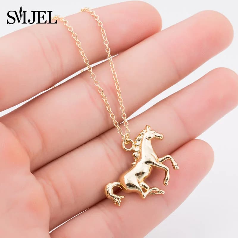 Colliers de cheval de course en métal pour femmes et hommes, tendance, Vintage, Animal, licorne, cha