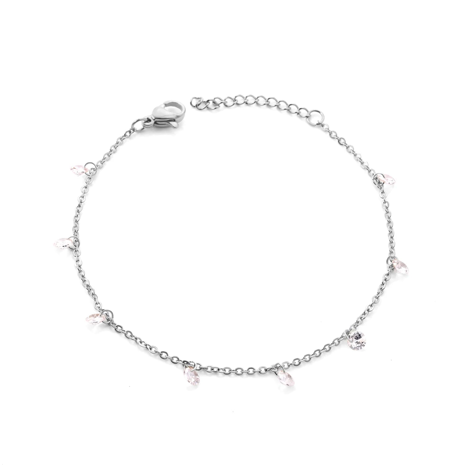 Bracelets de luxe en acier inoxydable pour femmes plaqué or couleur argent charme cubique zircone li