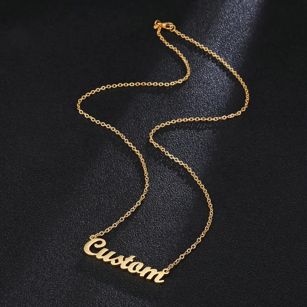 Collier avec nom personnalisé en or pour femmes, bijoux arabes coréens en acier inoxydable et argent