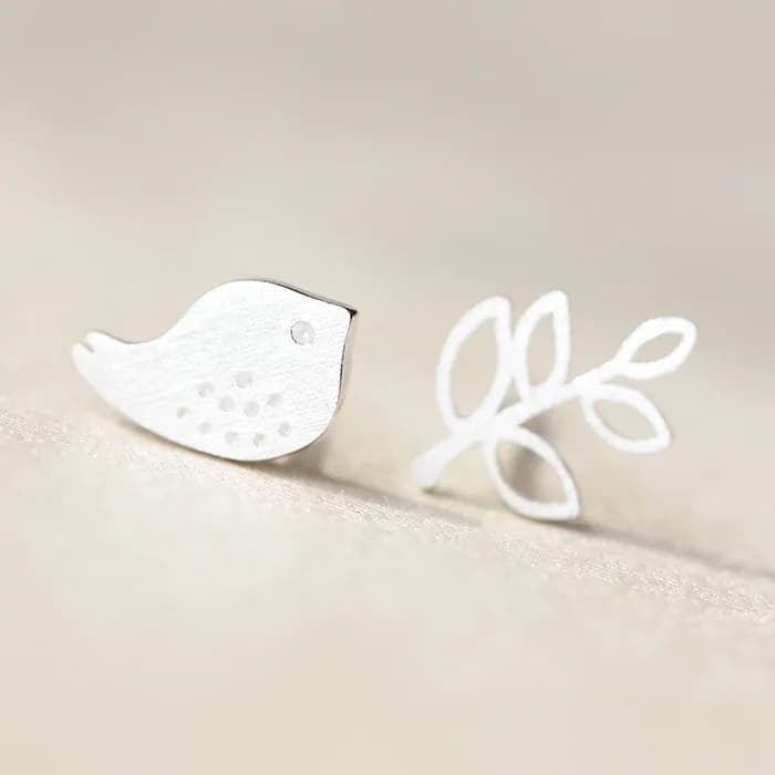 Boucles d'oreilles en forme de branches d'oiseau, en argent Sterling 925, pour femmes et filles, bij