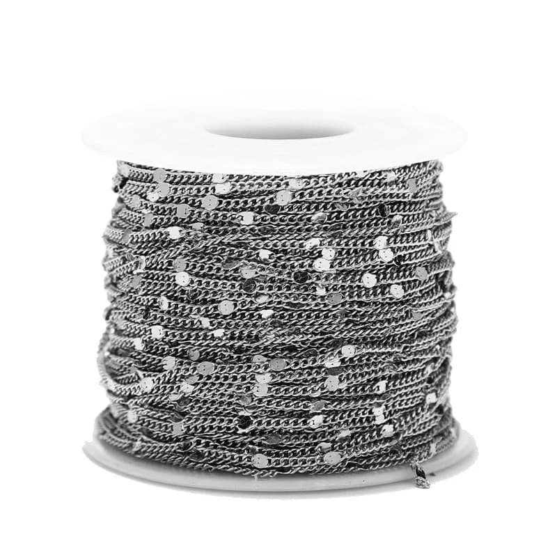 Chaînes de bordure à disque plat en acier inoxydable, or et argent, 2 mètres, pour collier, Bracelet