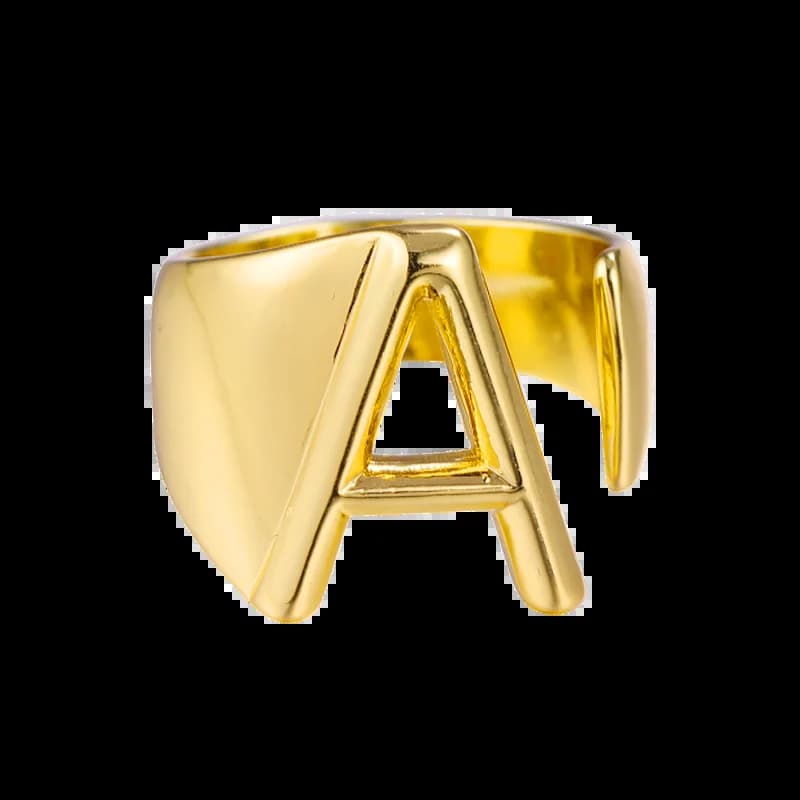 Juya 18K véritable plaqué or fait à la main de luxe ouvert réglable nom initial anneaux pour femmes 