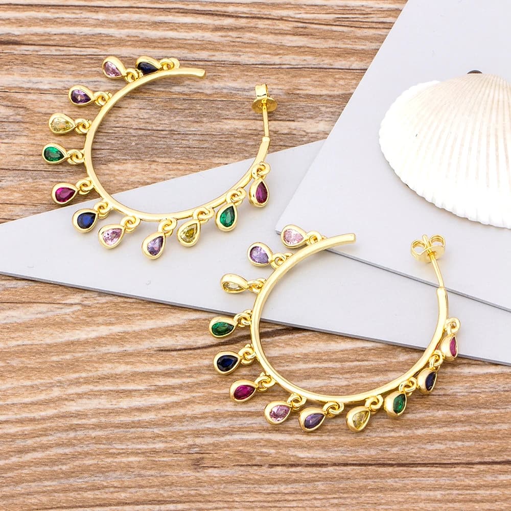 Grand cerceau couleur or grand cercle créole boucles d'oreilles classique haut tendance qualité cuiv