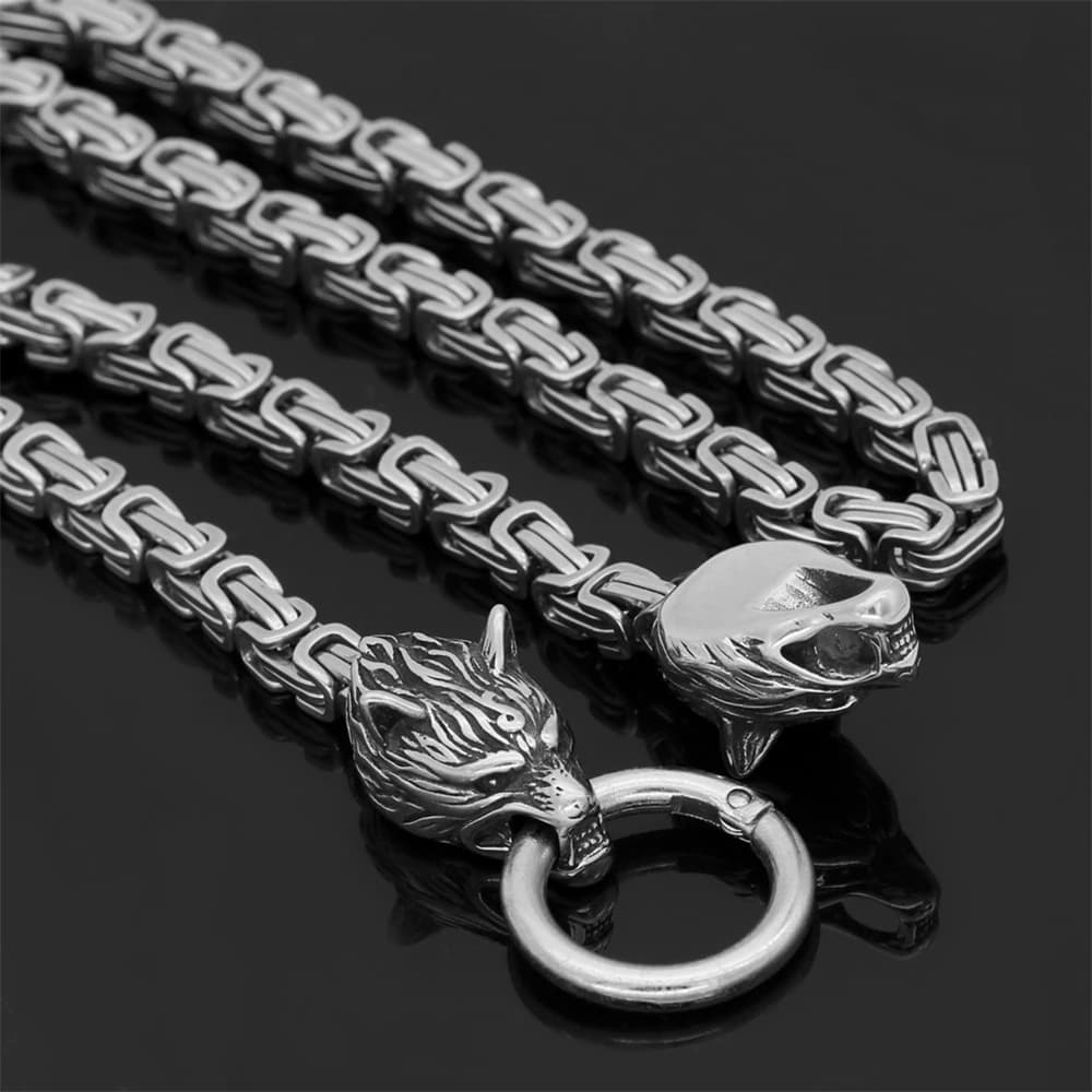 Collier loup celtique nordique pour hommes, tête de loup Viking, pendentif en acier inoxydable, acce