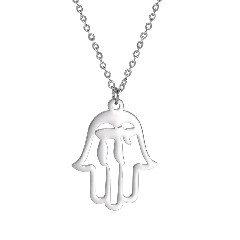 Lemegeton hébreu Hamsa Fatima main collier en acier inoxydable Judaica femmes cou chaîne tour de cou