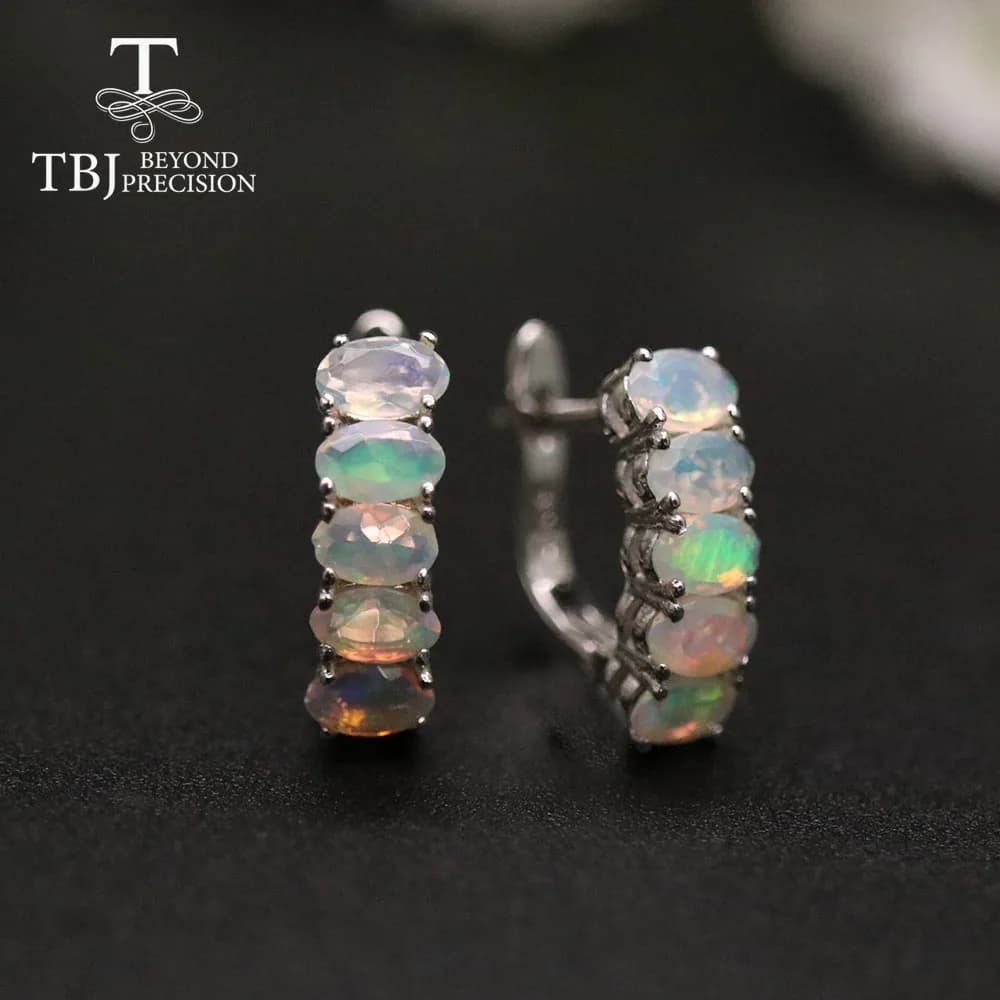 Boucles d'oreilles ovales en opale naturelle colorée 2026, 3*5mm, 3 carats, pierres précieuses éthio